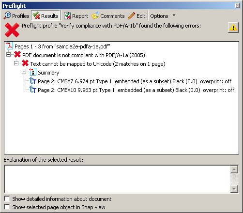 Report of checking sample2e-pdfa-1a.pdf